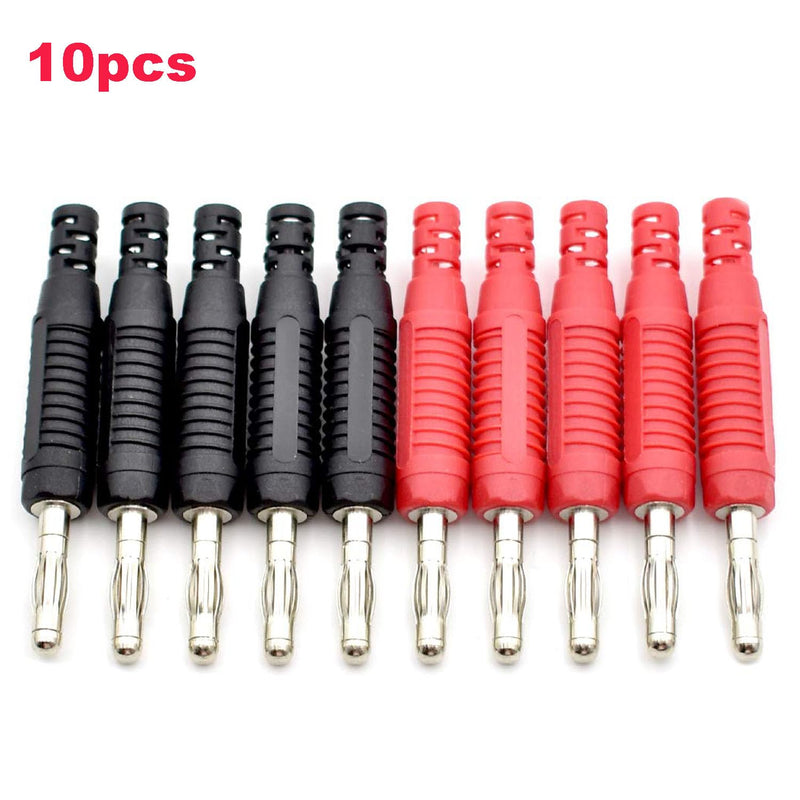 RUNCCI-YUN 10Pcs 4mm Banana plug Solder DIY Banana Plug Male Connectors Adapters for Multimeter Test Leads Probes(Black/Red)