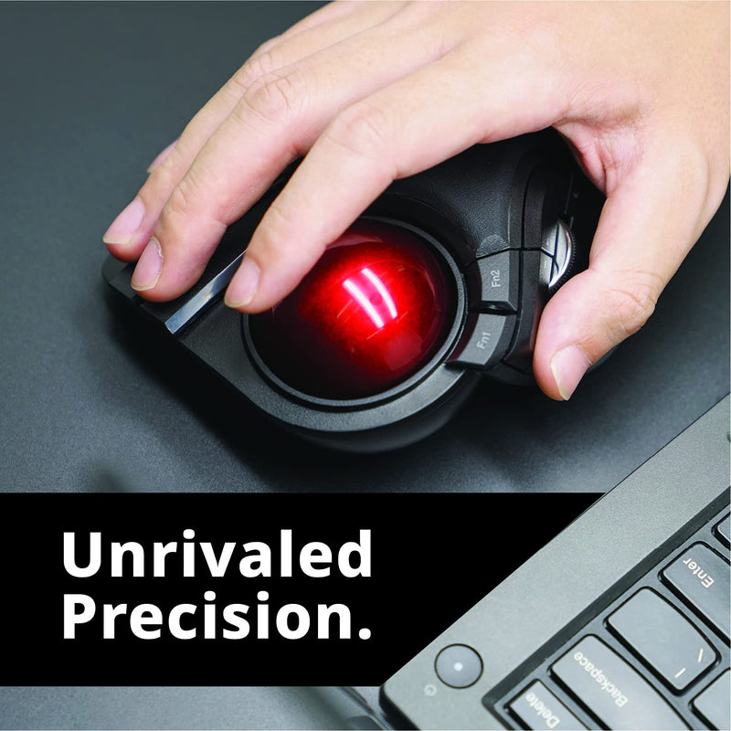 ELECOM HUGE Trackball Mouse, 2.4GHz Wireless, Finger Control, 8-Button Function, Precision Optical Gaming Sensor, Palm Rest Attached, Smooth Red Ball, Windows11, macOS (M-HT1DRBK) Wireless Trackball Mouse