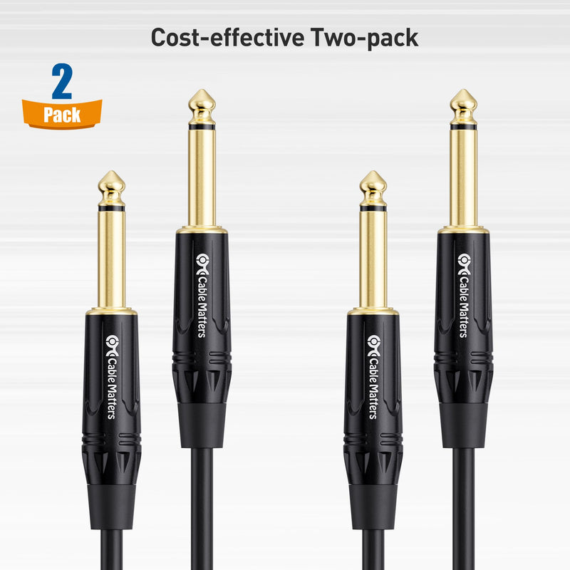 Cable Matters 2-Pack 1/4 Inch TS to TS Electric Guitar Cable 6 Feet - Guitar Cord/Guitar Amp Cord/Instrument Cable for Electric Guitar, Mandolin, Bass AMP, Keyboard, Mixer, Equalizer 6 ft Straight