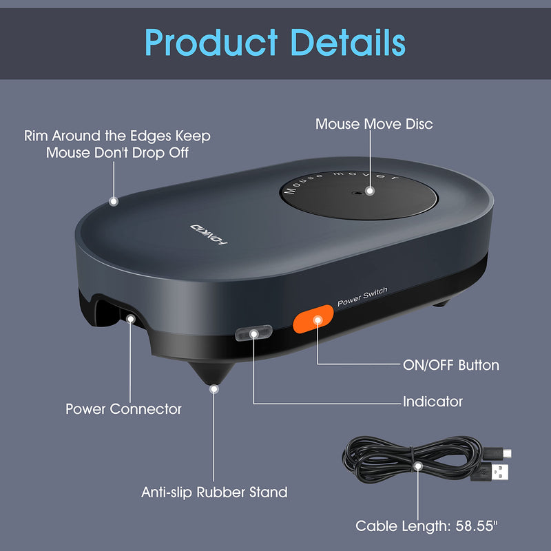 HONKID Undetectable Mouse Mover Jiggler with ON/Off Switch and USB Port Drive-Free,Simulate Physical Automatically Mouse Movement,Prevent Computer Laptop Inactive/Lockdown
