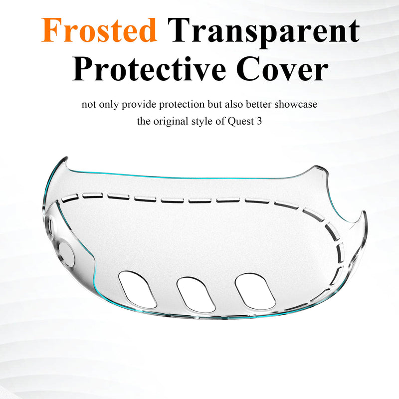 Upgraded Lens Protector Cover for Meta Quest 3, Plastic Hard Protective Shell Cover for Oculus Quest 3, Accessories for Quest 3 - Frosted Clear lens cover + plastic shell