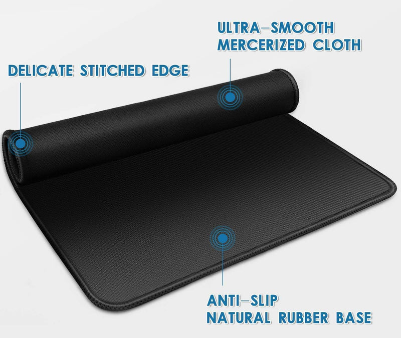 3 Mouse Pad Stitched Edges Premium-Textured Large Mouse Pads Mat Natural Non-Slip Rubber Base Mousepad for Laptop, Computer & PC, 11 x 8.7 inches, Black 3 pcs