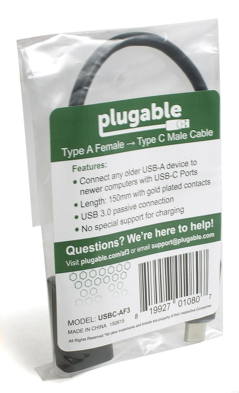 Plugable USB C to USB Adapter Cable, Enables Connection of USB Type C Laptop, Tablet, or Phone to a USB 3.0 Device (20 cm)