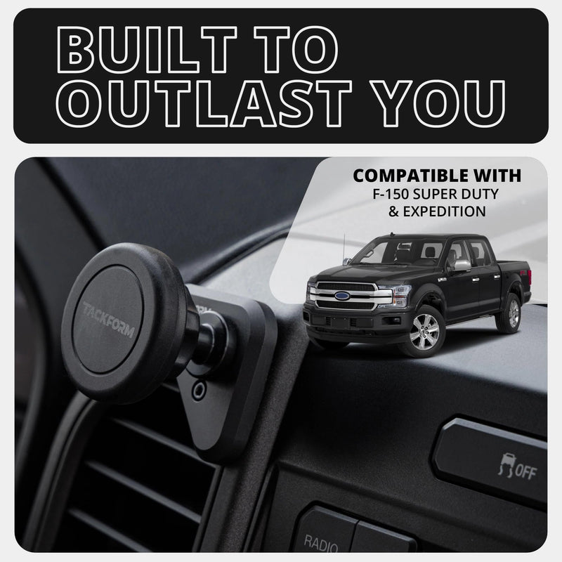 Tackform Link Vent Mount Universal Magnetic Phone Holder Compatible with 2015-2020 Ford F-150, 2017-2021 Super Duty, and 2018-2021 Expedition | Aluminum Base, Short Reach | NOT Compatible With MagSafe Standard-Magnetic