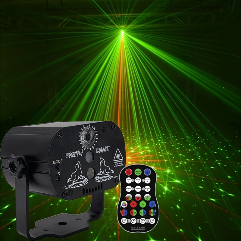 USB-Powered 60-Patterns 240 Conbination Effects Stage Light Party Light UV & RGB Backlight Remote Control for Indoor Events, Birthdays, Halloween, Karaoke, Club, and KTV (R60)