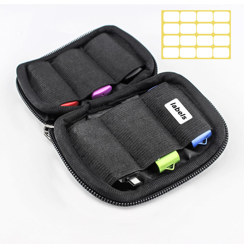 [AUSTRALIA] - Flash Drive Case, USB Drive Holder, Storage Bag for Thumb Drive, Light Weight and Easy to Put into Pockets, Protect and Store Small Items, 6 Slots Bag Black Color 