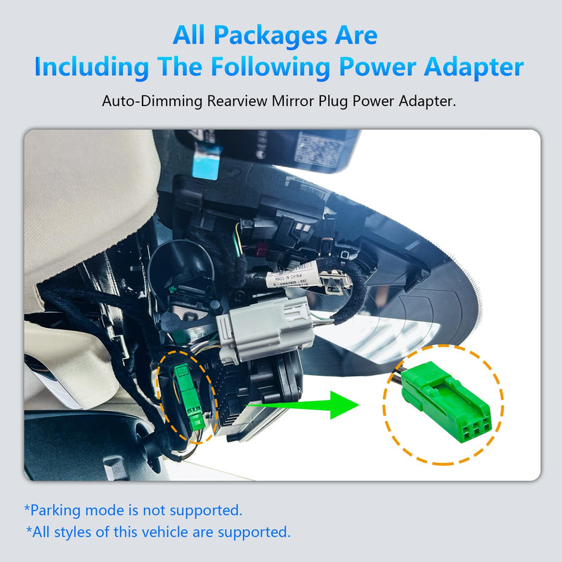 [AUSTRALIA] - mangoal Dashcam Power Adapter 3 Pin (Model A) Custom for Volvo XC40 XC60 XC90 S60 V60 C40 and More,Hide The Wires, GPS Radar Mirror Camera Dash Cam Adapter Cable, Connects to Rearview Mirror (Hidden) Green 