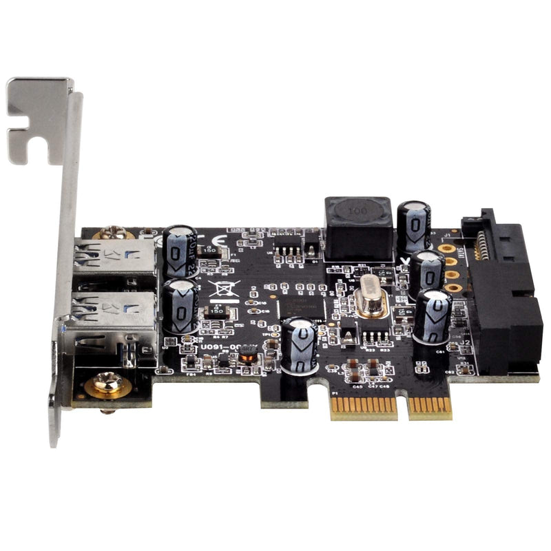 Silverstone Tek PCI Express Card with Two USB 3.0 External Ports and Internal 19-Pin Dual Port Connector (EC04-E)