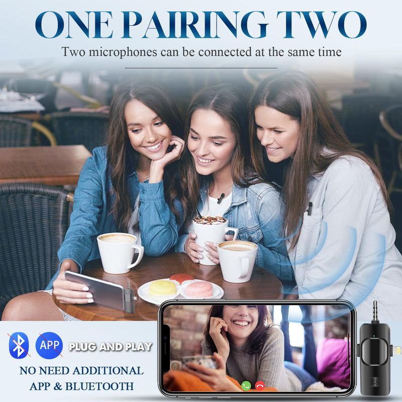 [AUSTRALIA] - 3 in 1 Wireless Lavalier Microphone for iPhone, iPad, Android, Camera,12-Hour Battery, mini Noise Reduction Recording Mic 2.4G Ultra-Low Delay, Microphone for Vlog/ TikTok/YouTube Live Stream( 3 Mic) 3MIC 