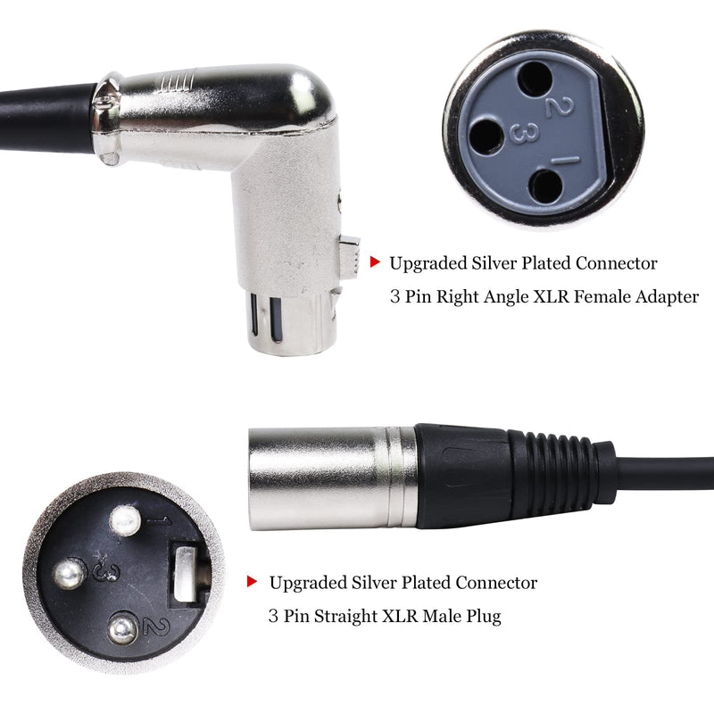 1 Pack of 30 Feet XLR Male to Female Cable - 1pc 30 Ft. 3 Pin Right Angle Balanced XLR Microphone Audio Patch Wire for Amplifier, Mixer, Studio, Podcast Recording 1 pack