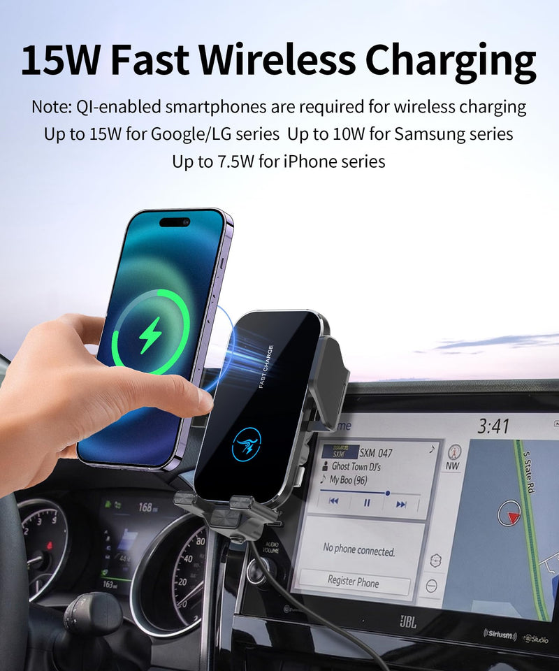 Wireless Charger Car Phone Holder for Toyota Camry 2021-2024, 9 inch Screen | Camry Hybrid 2021-2024,Auto Clamp Cell Phone Mount Accessories 15W Qi Fast Charging Stand Compatible with iPhone Android for 2021-2024 Camry/Hybrid(9 inch screen only)
