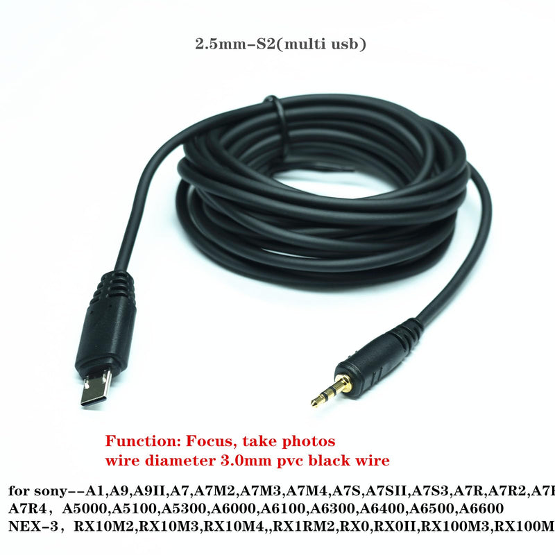 2.5mm-S2 300cm/ 118-inch Extension Cable Shutter Release Connection Cable (Multi USB) for Sony Cameras to Connect The Shutter Remote Control Wireless Timer (2.5mm-S2 118in/3m) 2.5mm-S2 118in/3m