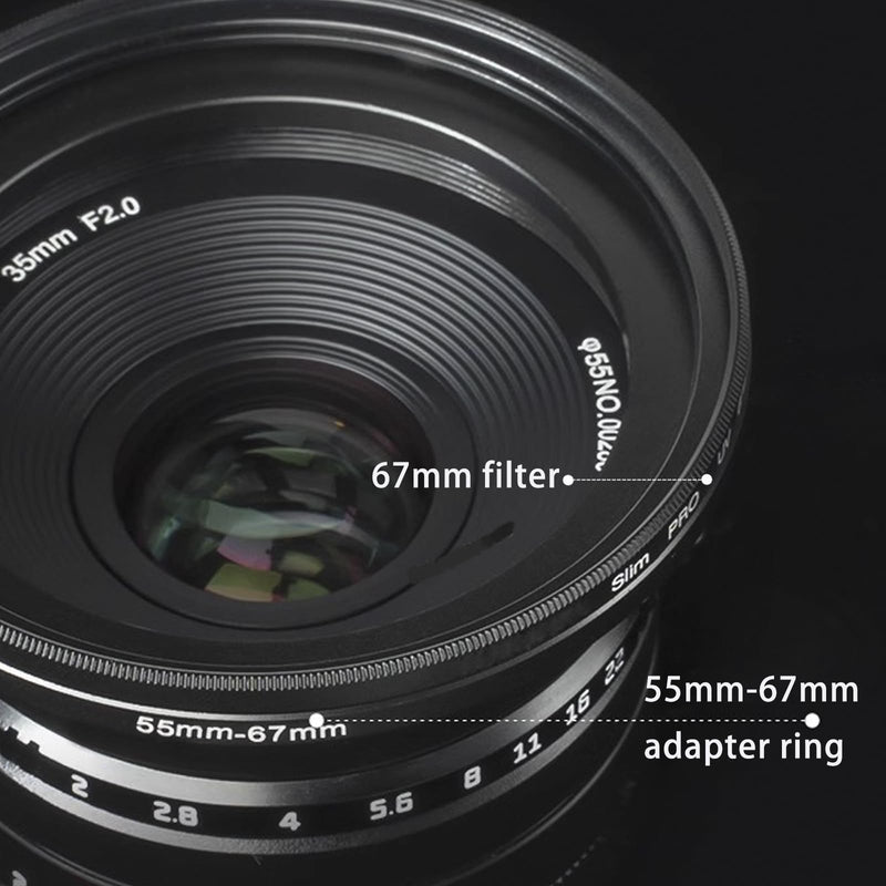 67mm Lens to 52mm Camera Lens Adapter 67mm to 52mm Step Down Ring Adapter Ring for All Brands of UV ND CPL, with Premium Lens Wiping Cloth 2 Pack (67mm-52mm) 67mm-52mm