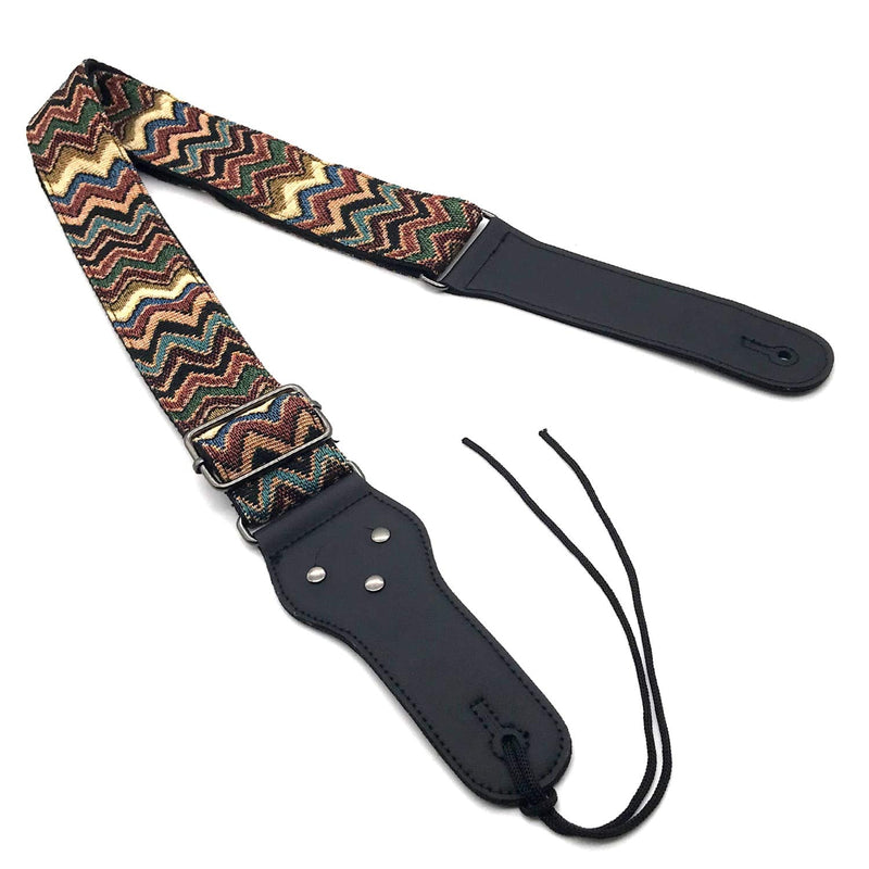 Adjustable Guitar Strap with 2 Strap Locks and 1 Leather Strap Button B