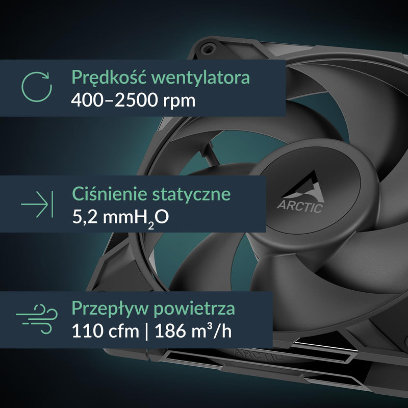 ARCTIC P14 Pro PST - Powerful Premium Fan, 140 mm PWM Fan with Y-Cable Splitter, 400-2500 RPM, 0 RPM <5% PWM, Fluid Dynamic Bearing, 4-Pin - Black