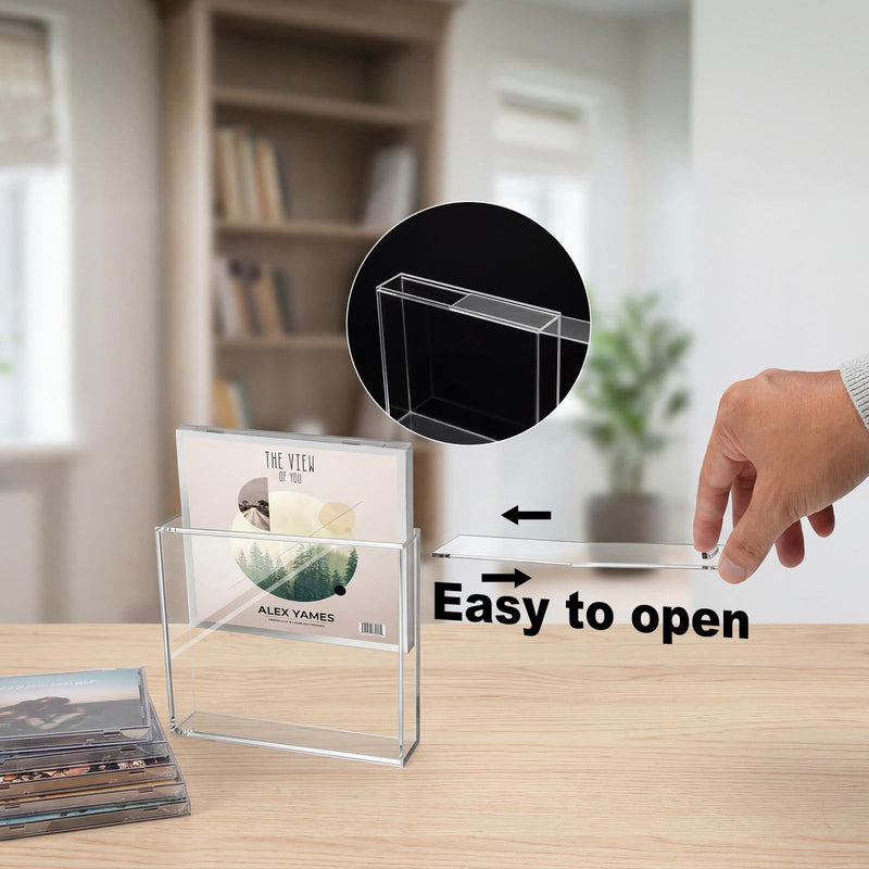 CD Jewel Case Holder for Single and Chubby CD Box Wall Mount Protector Case Holder Display Frame Shelf-5.75X5X1.1 inches (Large) Large