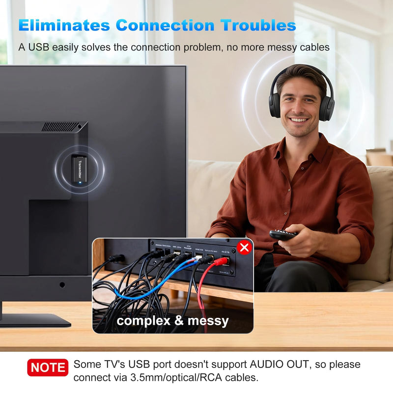 Wireless Headphones for TV Watching, Over Ear TV Headphones Wireless with USB Transmitter, Plug & Play, No Audio Delay, Louder and Clearer for Seniors | Wireless with USB Transmitter, Plug & Play, Over Ear TV Headphones, No Audio Delay, Louder and Clea...
