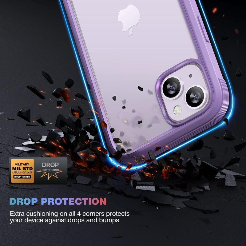 Diaclara Designed for iPhone 14 Case, Full Body Rugged Case with Built-in Touch Sensitive Anti-Scratch Screen Protector, with Camera Lens Protector for iPhone 14 6.1" (Peri Purple) iPhone 14 6.1'' Peri Purple