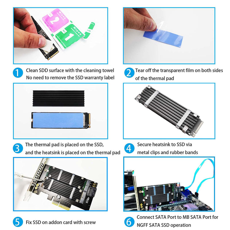 GLOTRENDS Dual M.2 X4 PCIe Adapter for One M.2 PCIe SSD and One M.2 SATA SSD, Support OS Booting from M.2 PCIe SSD or M.2 SATA SSD, Including 2 x M.2 Heatsink and Thermal Pad and M.2 Screws (PA12-HS)