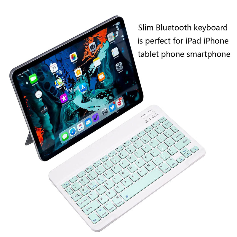 Ultra-Slim Bluetooth Keyboard Portable Mini Wireless Keyboard Rechargeable for Apple iPad iPhone Samsung Tablet Phone Smartphone iOS Android Windows (10 inch Light Green) 10 inch Light Green