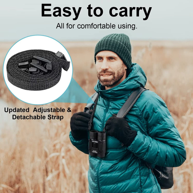 12X25 Mini Pocket Binoculars for Adults Kids, Small Compact Binoculars for Bird Watching, Opera Concert 12X25-Black