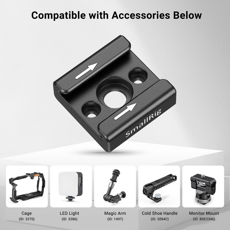 SmallRig Cold Shoe Mount (2pcs Pack) with 1/4"-20 Thread for Camera Cage Flash LED Monitor Microphone - 2060 2