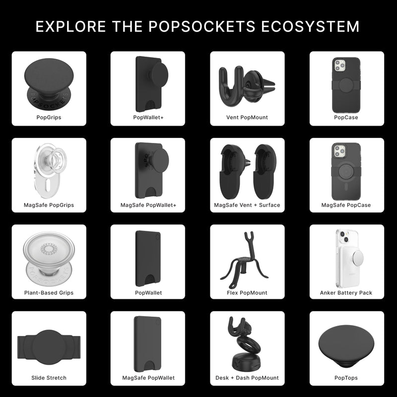 PopSockets Phone Grip Slide for Phones and Cases, Sliding Phone Grip with Expanding Kickstand - White and Clear