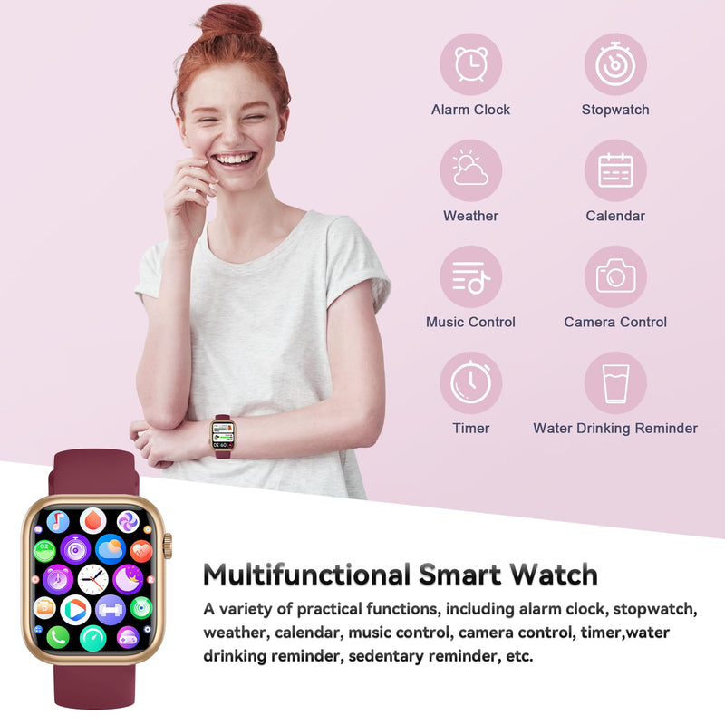 Smart Watch for Men Women(Answer/Make Call), 1.83" Fitness Watch with Heart Rate/Blood Pressure/Blood Oxygen, Pedometer, Sleep Tracker,120+ Sport Modes, IP68 Waterproof Fitness Tracker for Android iOS Red