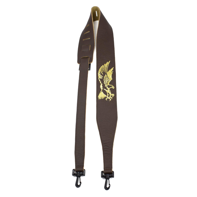 [AUSTRALIA] - Perri's Leathers, Banjo Flying Eagle Guitar Strap, Polyester and Plastic Combined, Brown, Foil Embosed, Anti-Slip, Classic, Suitable for Each Level, Standard, Compatible with All Button Lock Systems 44.5" to 53" Flying Eage Brown 