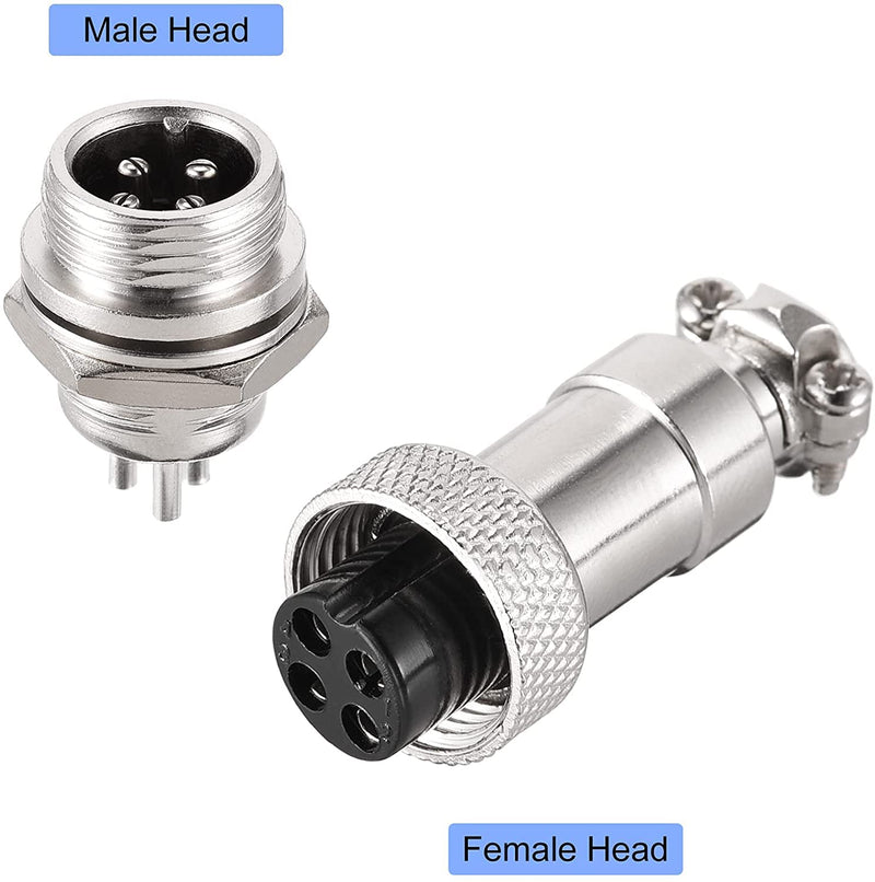 [AUSTRALIA] - VISSQH GX12 4 Pin Panel Metal Mounting Round Aviation Plug, 12 mm Male/Female Aviation Plug Cable Connector 4-Pin + Rubber Protective Cap and Screwdriver Pack of 16 4-pin. 