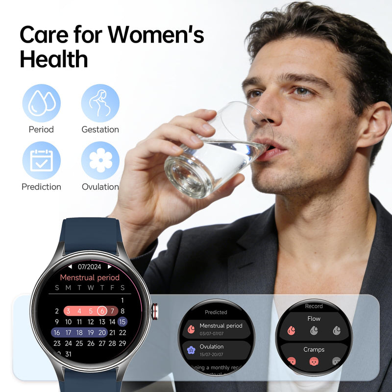 Woneligo Smart Watch for Men,1.57'' AMOLED Touchscreen Compatible with Android&iOS,IP68 Waterproof Fitness Watch with Heart Rate/Sp02/Sleep & Calories Monitors 110+ Sport Modes,Bluetooth Calls