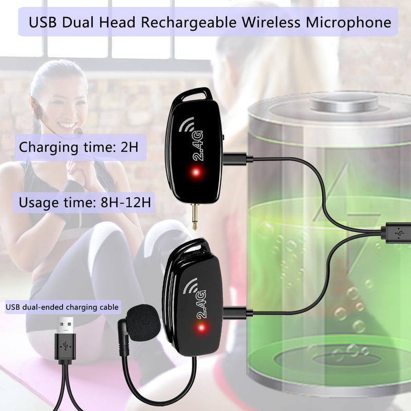 [AUSTRALIA] - Wireless Microphone Headset MIC Cordless: 2.4G Wireless Head MIC and Handheld Mic 2 in 1-160 FT Range with 1/8''&1/4'' Plug for PA System,Voice Amplifier, Fitness Trainer, Teacher, Singing Black1 