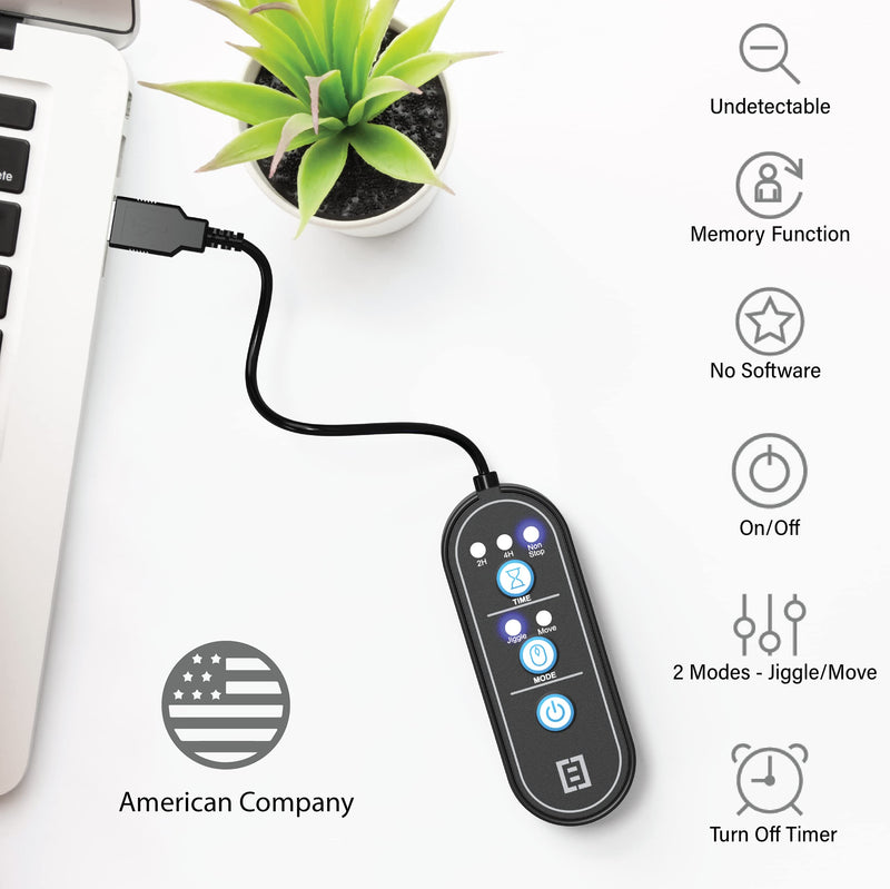 Tech8 USA, 2-in-1 Mouse Mover and Jiggler in 1, Keeps PC Active, Status Green, Undetectable, Timer Function, Dual Mode, American Company
