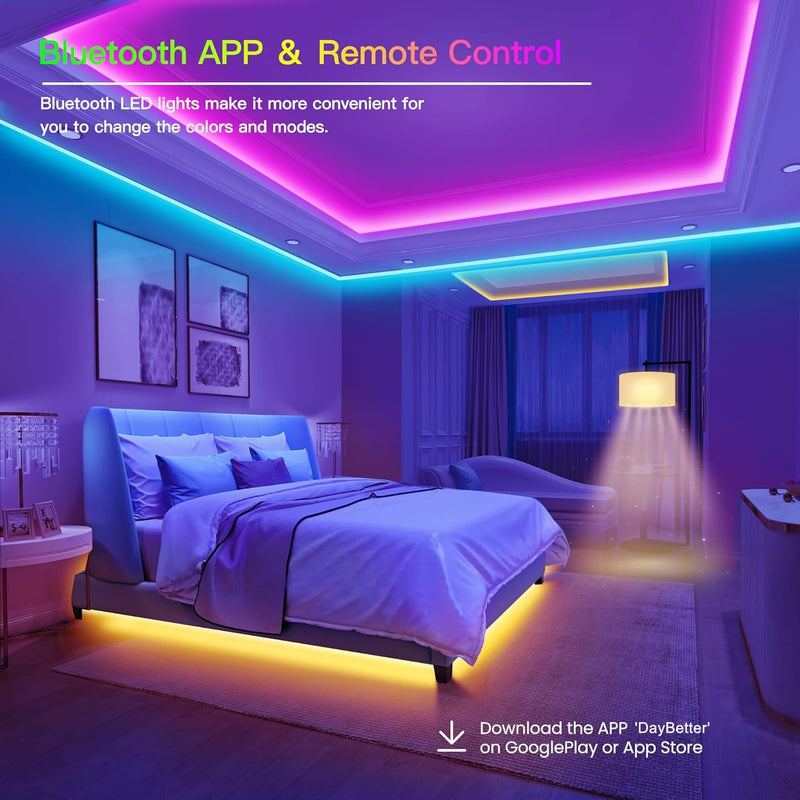 GUPUP LED Strip Lights,Rope Lights,Bluetooth APP Control,Color Changing Light Strip,Lights sync with Music,para cuarto,LED Lights for Bedroom... 100 FT