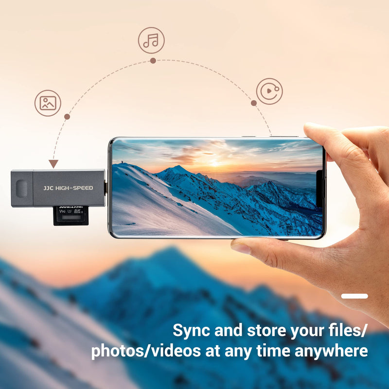 JJC UHS-II SD Micro SD Card Reader, 3-in-1 USB 3.1 USB-C Type-C 3.1 Micro USB 2.0 Connection Port, High Transfer Speed up to 312MB/s, Compatible with Computer, Laptop, OTG Enable Phone and Tablet USB 3.1 UHS-II Black
