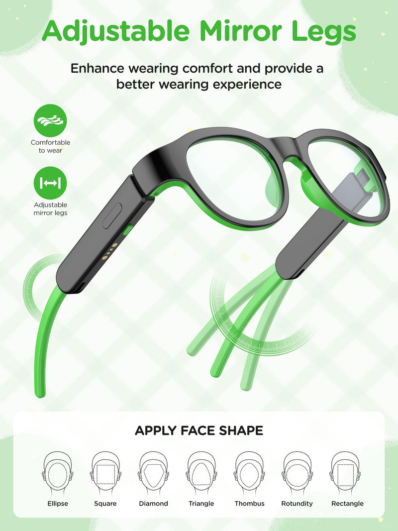 Smart Bluetooth Glasses for Kids with Blue Light Protection Black