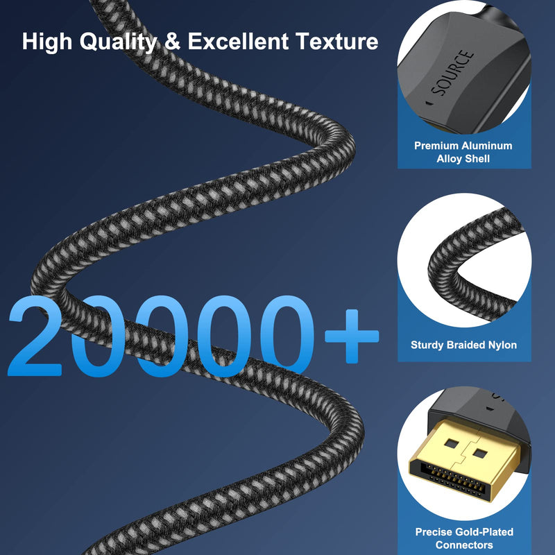DisplayPort to DisplayPort Cable 1.5 FT 10-Pack, 4K, 2k@165Hz/ 144Hz | Thin Male to Male DP Display Port Cable Adapter for Computer, Docking Station, Monitor and More DisplayPort Cable 1.5 Feet