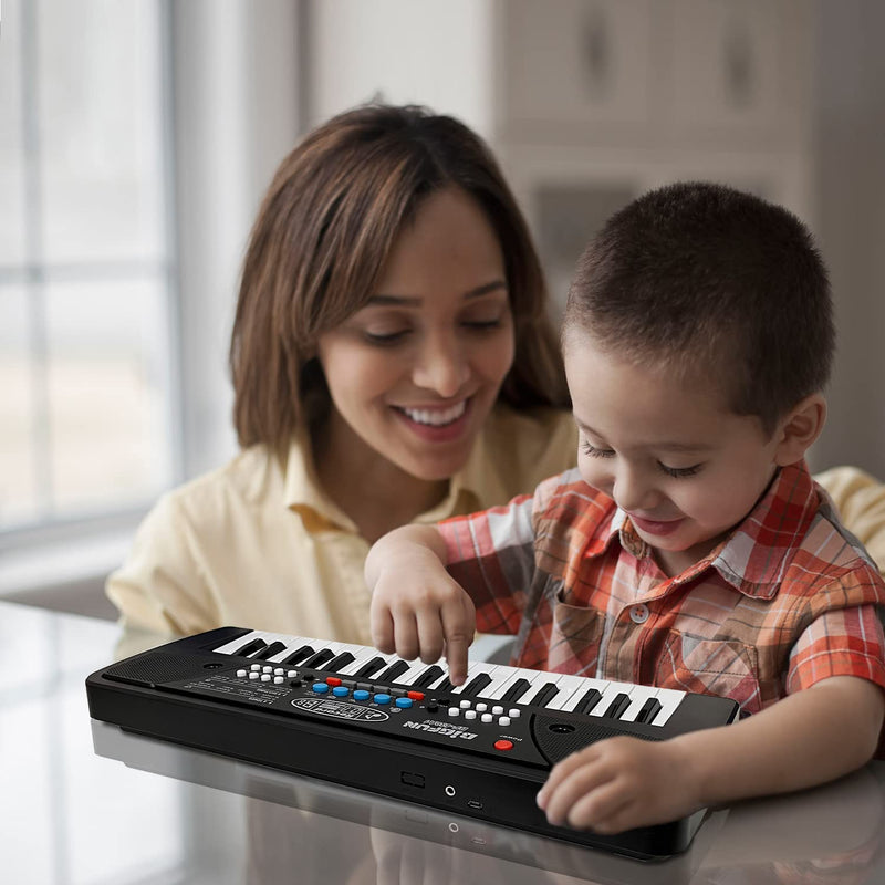 Piano Keyboard for Kids, EOOLEOW 37 Keys Portable Electronic Piano for kids with Microphone - Music Keyboard Piano Toys for 3 4 5 6 7 8 9 Year Old Boys and Girls (Black) Black