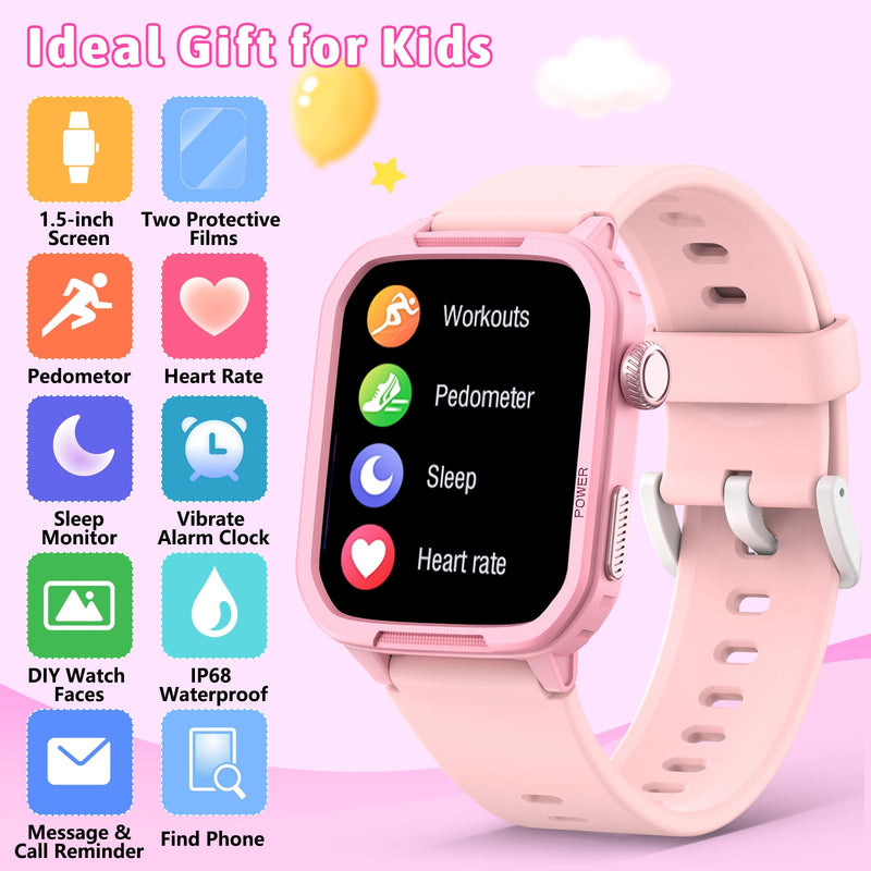 Kids Smart Watch 2-Pack: Gaming Watch & Sports Watch, 1.83" + 1.5”HD Screen, Heart Rate/Sleep Monitor, Pedometer, Alarm, IP68 Waterproof, Gift for Boys Girls 6-16
