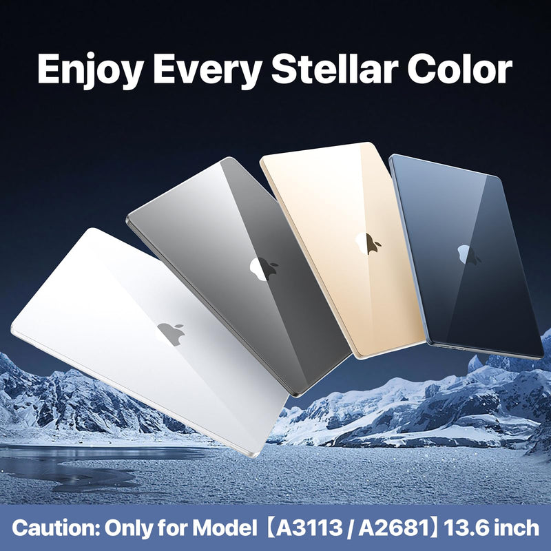 for MacBook Air 13.6 inch Case M3 M2 2024-2022, Model A3113 A2681 [100% Ultra Clear] [Outshine Bare Beauty] Hard Shell Protective Cover for MacBook Air M2 13 inch Case - Crystal Clear