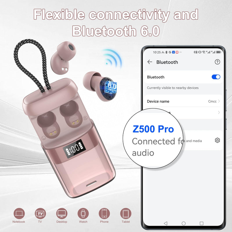 Sleep Earbuds Bluetooth 6.0 in Ear, Sleep Headphones with Sleep Monitor APP, 2026 New Mini Sleep Ear Buds with Small Earplugs for Side Sleepers, 48H Playtime Sleep Earphones with Sleep Mode Rose Rose Gold