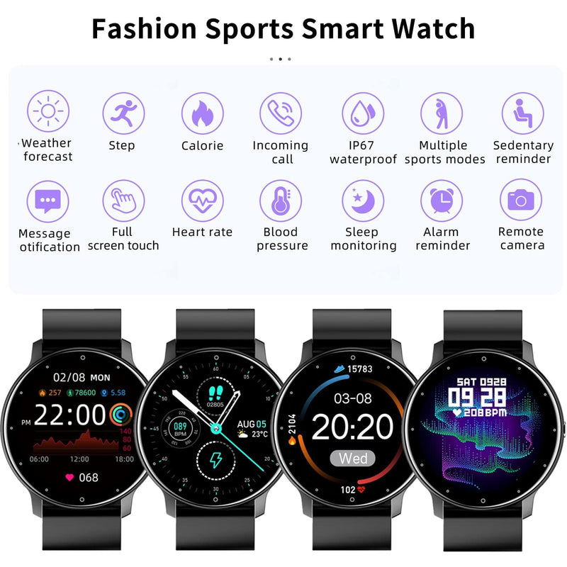 LAKEYLOYI Smart Watch Men Women (Answer/Make Calls), Fitness Watch with 100+ Sport Modes, IP67 Waterproof/Heart Rate/Sleep Monitor, Smart Watches for iOS/Android with 2 Bands Black