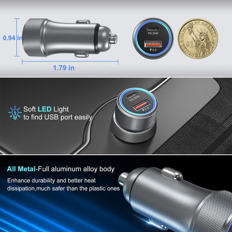 USB C Car Charger 10 Pack Dual 12V USB C & USB Car Charger Apdater Fast Charge PD&QC 3.0 Cigarette Lighter Plug