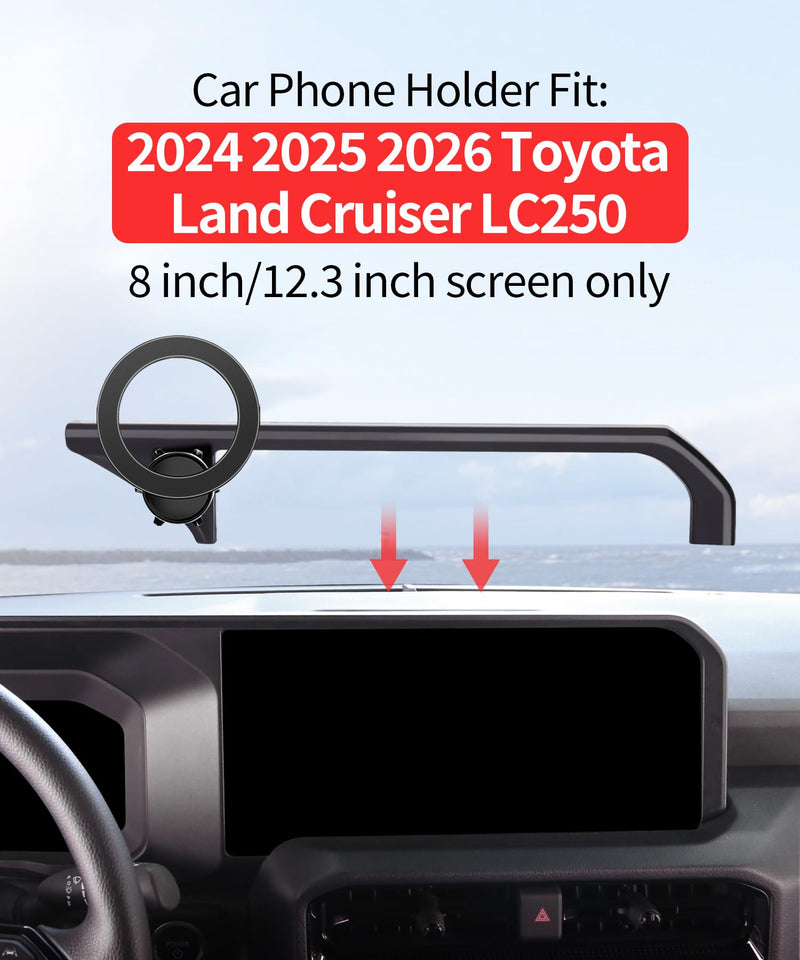 Car Phone Holder for Toyota Land Cruiser LC250 2024-2026, 8/12.3" Screen | Magsafe Accessories Magnetic Cell Phone Mount Clip Compatible with iPhone, 3D fit Stable Dashboard Navigation Bracket Stand For 2024 2025 2026 LC250 (8/12.3 inch screen only)