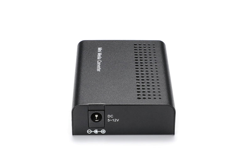 QSFPTEK Mini Unmanaged 1x 10/100/1000Base-T RJ45 to 1x 1000Base-X SFP Slot Gigabit Ethernet to Fiber Media Converter, AC 100V~240V or DC 5~12V Optional RJ45 to SFP