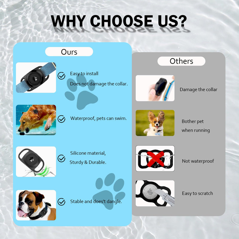 [AUSTRALIA] - Airtag Dog Collar Holder, [1 Pack] Waterproof Protective Case for Apple AirTag, Durable & Lightweight with Full-Body Protection, Soft Silicone, Black 1 Pack-Black 