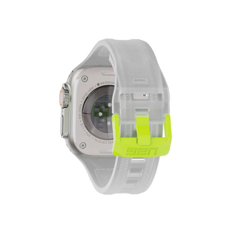 URBAN ARMOR GEAR UAG Compatible with Apple Watch Band 49/46/45/44mm iWatch Series Ultra 1-3/4-11/SE 1-3, Silicone Slim Waterproof Sporty Replacement Watch Strap, Scout Smoke/Active Neon