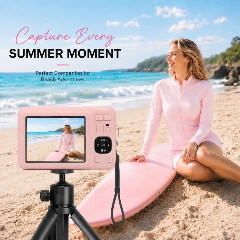 Case for Kodak PIXPRO FZ55 with Wrist Strap | Soft Silicone Protection case,Screen Protectors,Removable Lens Cover,Scratch-Resistant Slim Lightweight SmokedPink