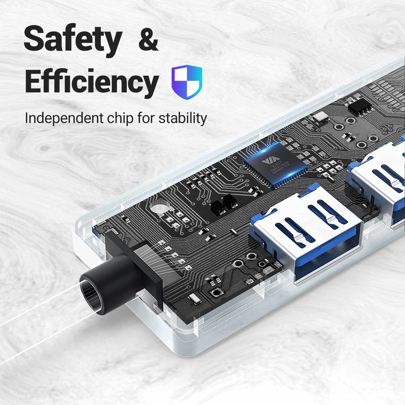 USB Hub, Instant Plug and Play 4-Port USB 3.0 Hub, Equipped with a 4 Port USB 3.0 Hub Delivering 5Gbps Transfer Speed and a USB to USB C Adapter, Compatible with Mac Air/Pro, HP, and More