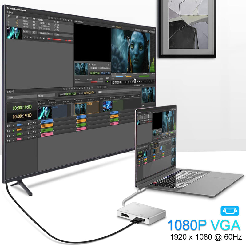 USB C to HDMI DVI VGA Adapter, Weton 4 in 1 USB-C hub to 4K HDMI, VGA, DVI Video Adapter, Male to Female Multi-Display Video Converter Monitors Connector for Mac Pro, MacBook Air, iPad Pro, XPS, etc